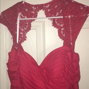 Red lace long dress